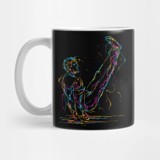 abstract colorful fitness man doing v sit Mug